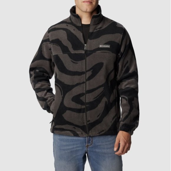 COLUMBIA BLACK GREY SNOWDRIFTS PRINT FLEECE ZIP JACKET - Picture 1 of 7
